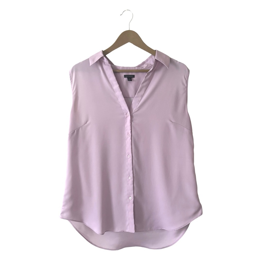 Ann Taylor Pink Sleeveless Button-Front Blouse